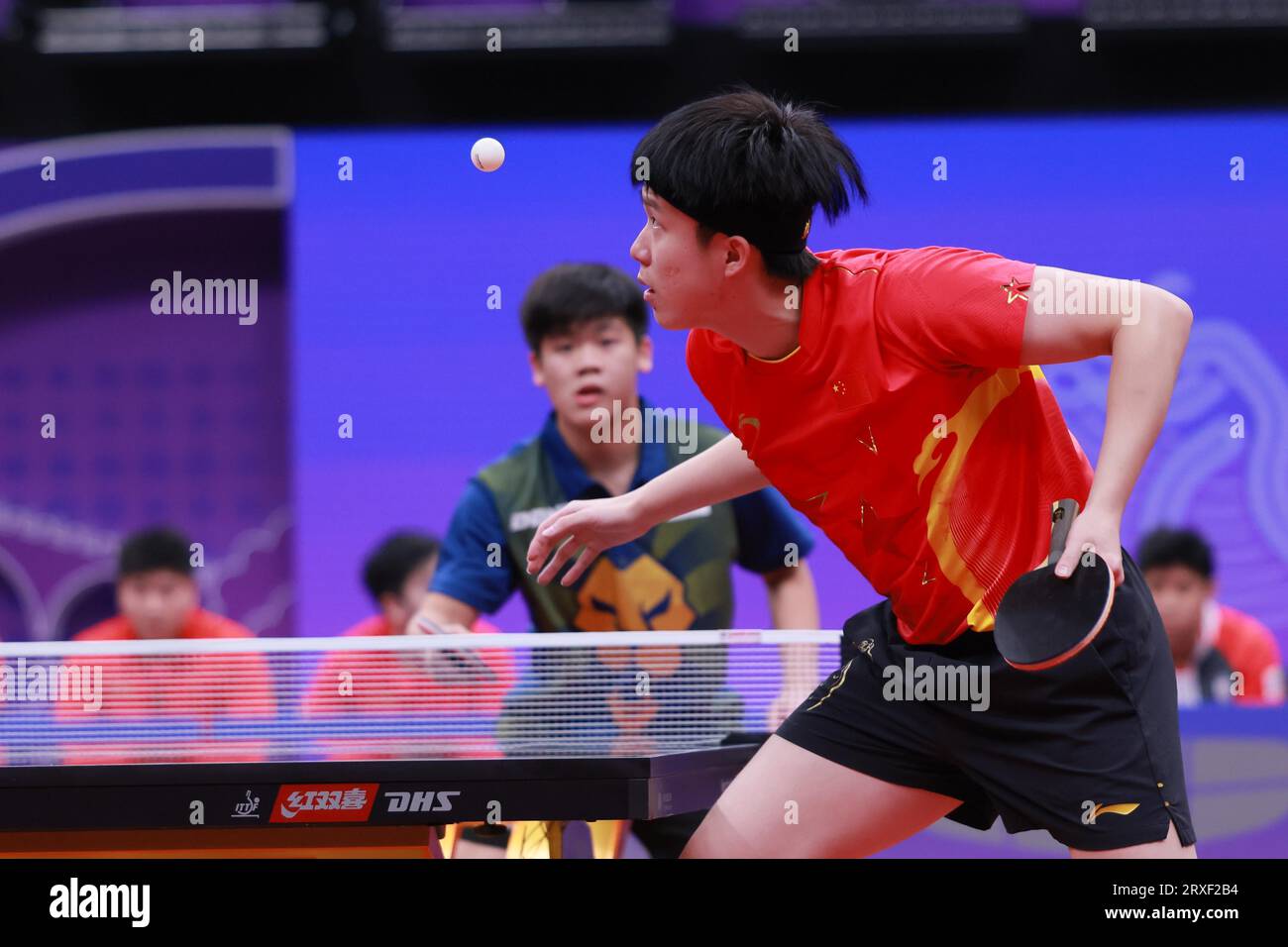 Chinese table tennis mens team defeats Singaporean table tennis mens team at the quarter finals of the 2022 Hangzhou Asian Games in Hangzhou City, east Chinas Zhejiang Province, 24 September, 2023