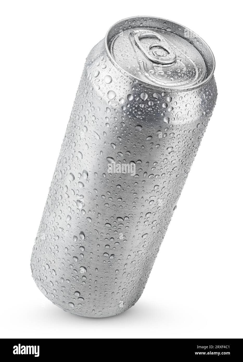 500 ml aluminum beer can with water drops isolated on white Stock Photo