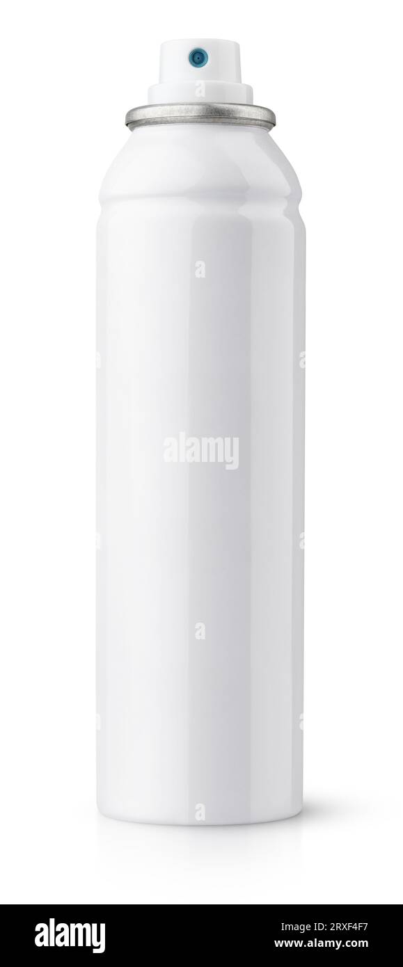 Aerosol spray metal bottle can isolated on white with clipping path ...