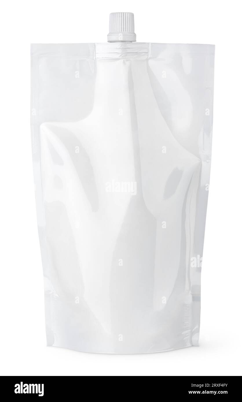 Blank spout pouch with cap or doy pack isolated on white with clipping path Stock Photo