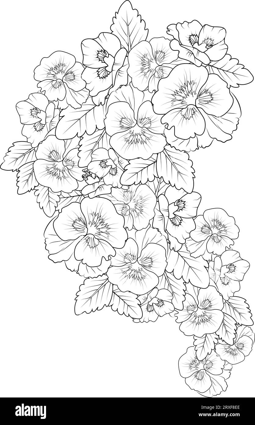 Rhinegold drawing, flower cluster drawing, Cute flower coloring pages