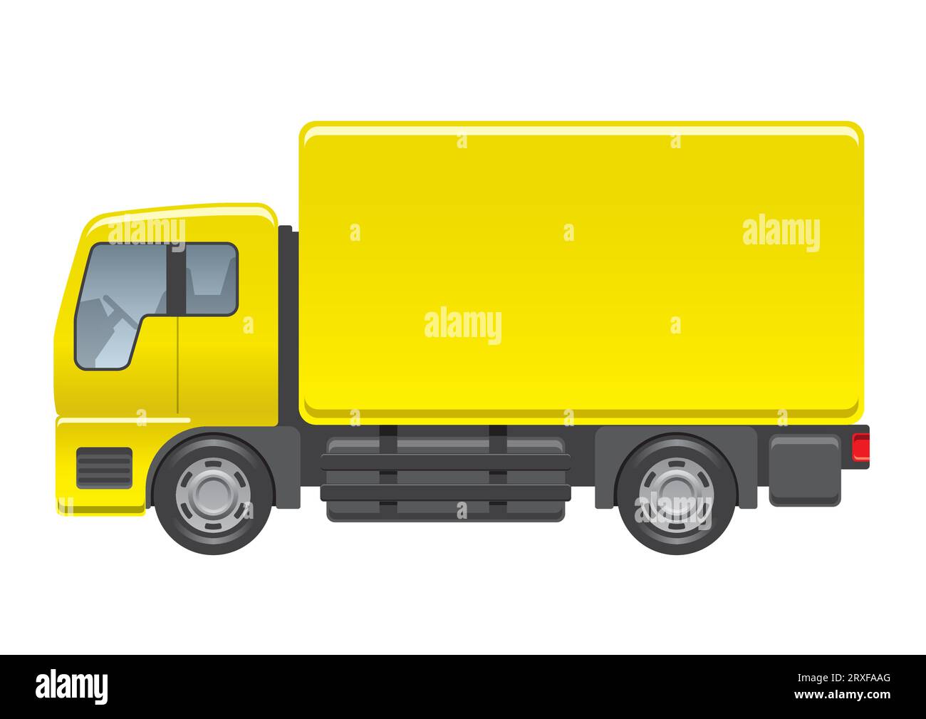 Vector Yellow Delivery Truck Side View Illustration Isolated On A White Background Stock Vector
