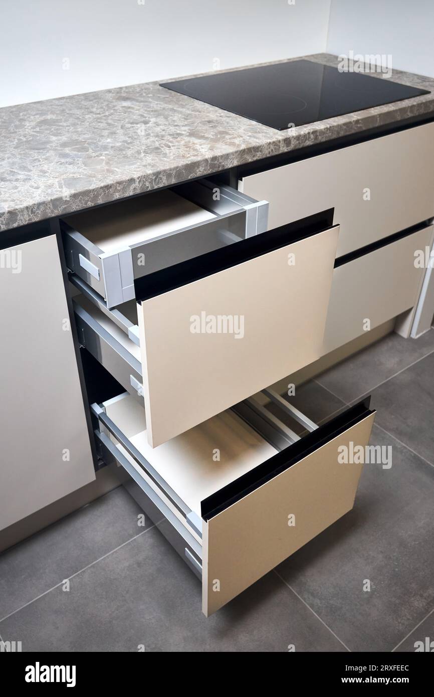 Induction cooker black glass hob or aspirating induction hob on marble