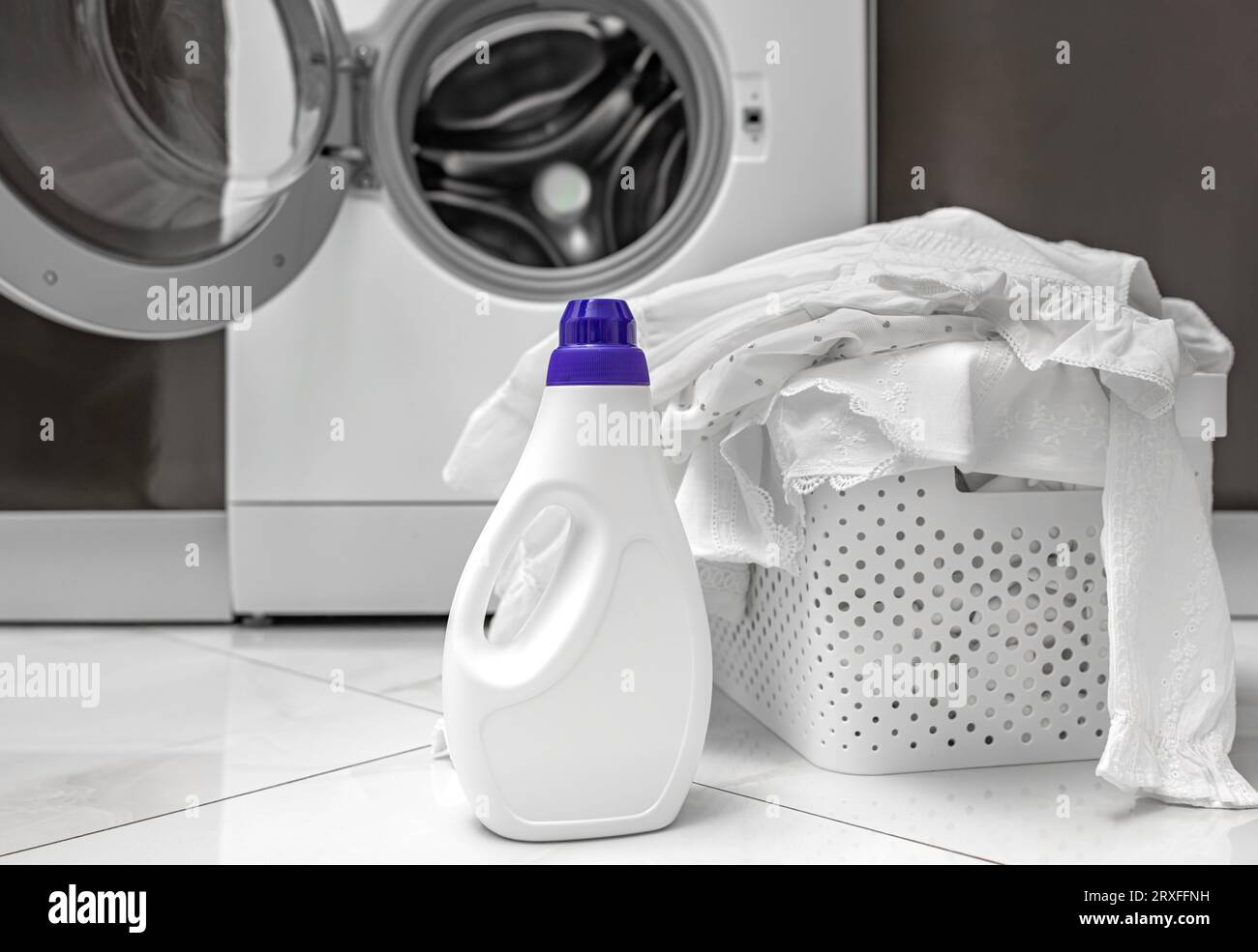 Detergent for washing white clothes. Stock Photo