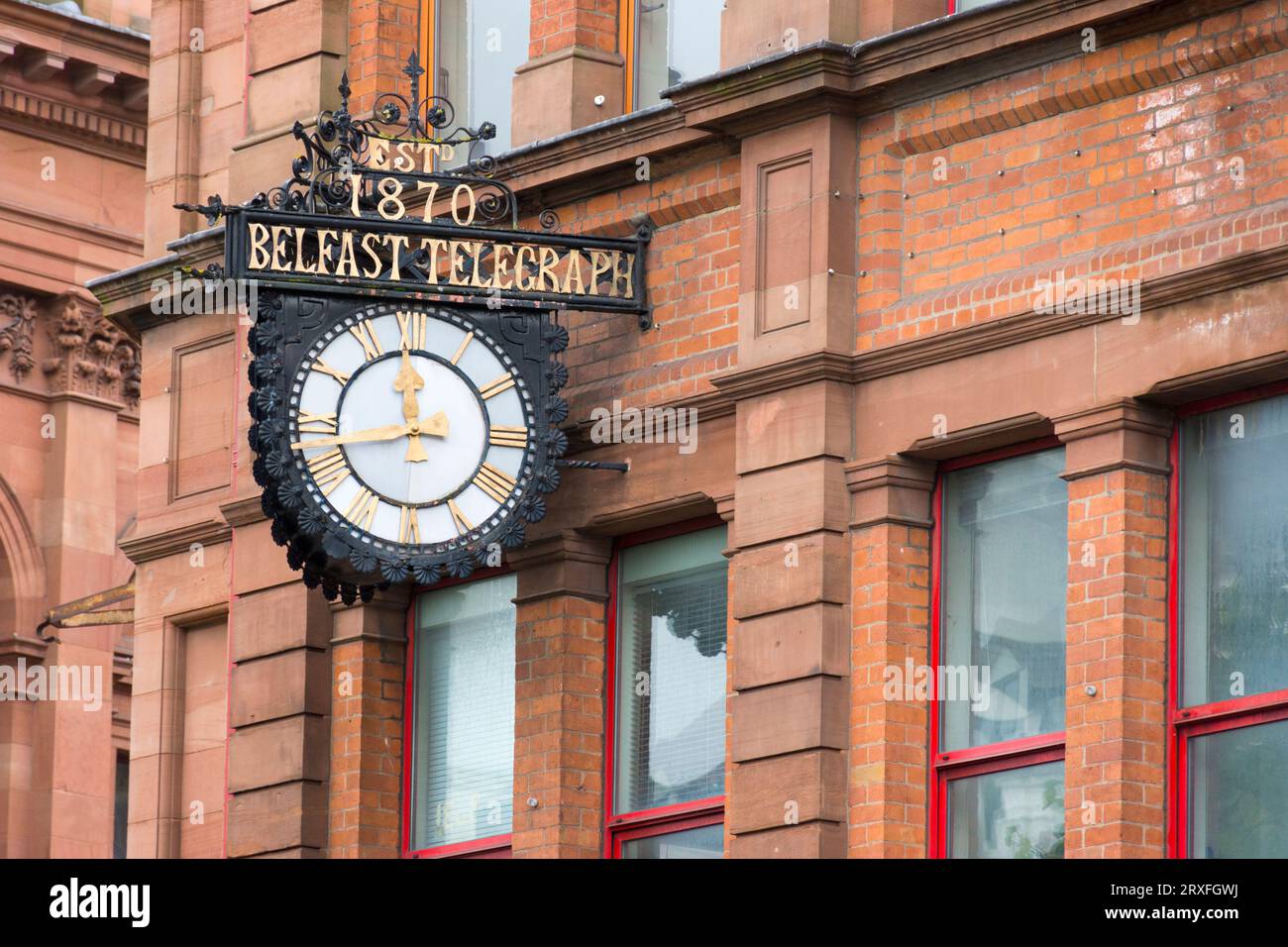 The Belfast Telegraph has occupied its four-storey building on Royal Avenue for about 130 years. Since moved to County Down. Stock Photo