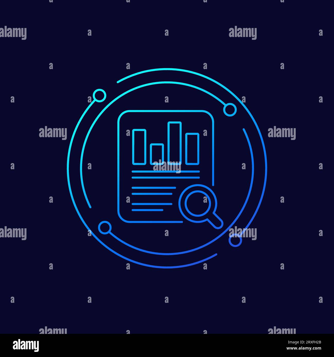 audit icon, auditing financial statement, linear Stock Vector