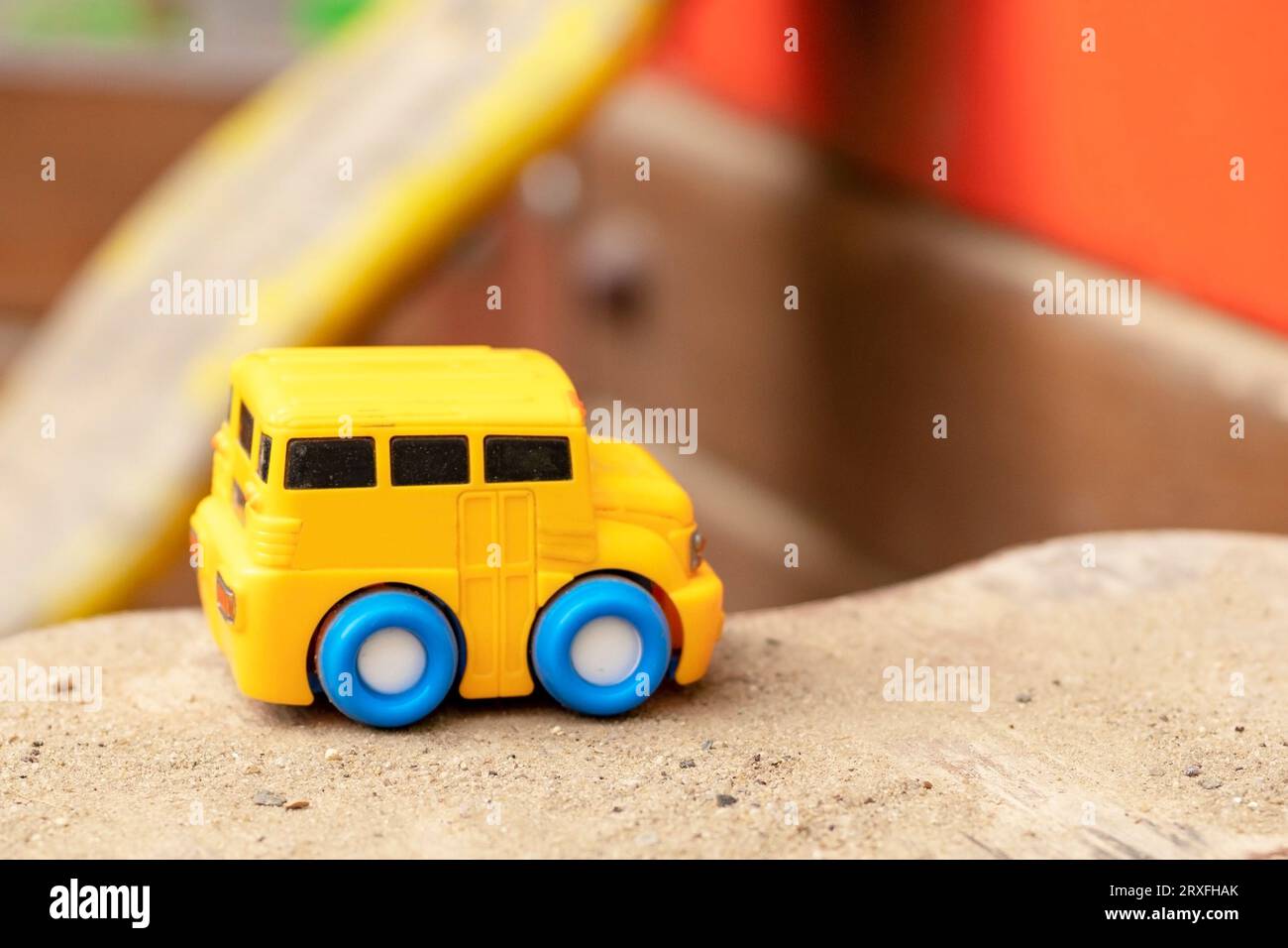 Toy Car. Toy machine. Plastic toy car. Concept motor transport, vehicle, childhood, kid stuff Stock Photo