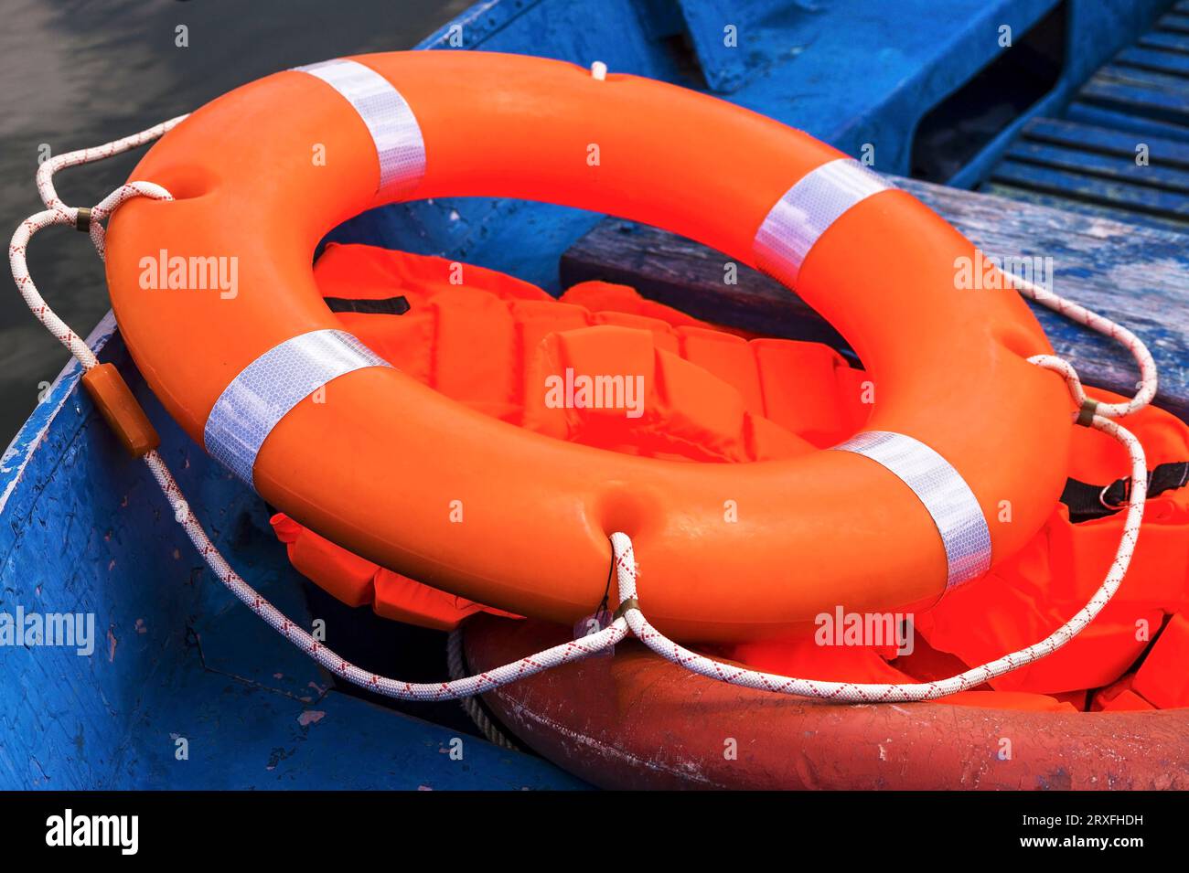 Orange lifebuoy. Rescue of drowning.Rescue drowning concept Stock Photo ...