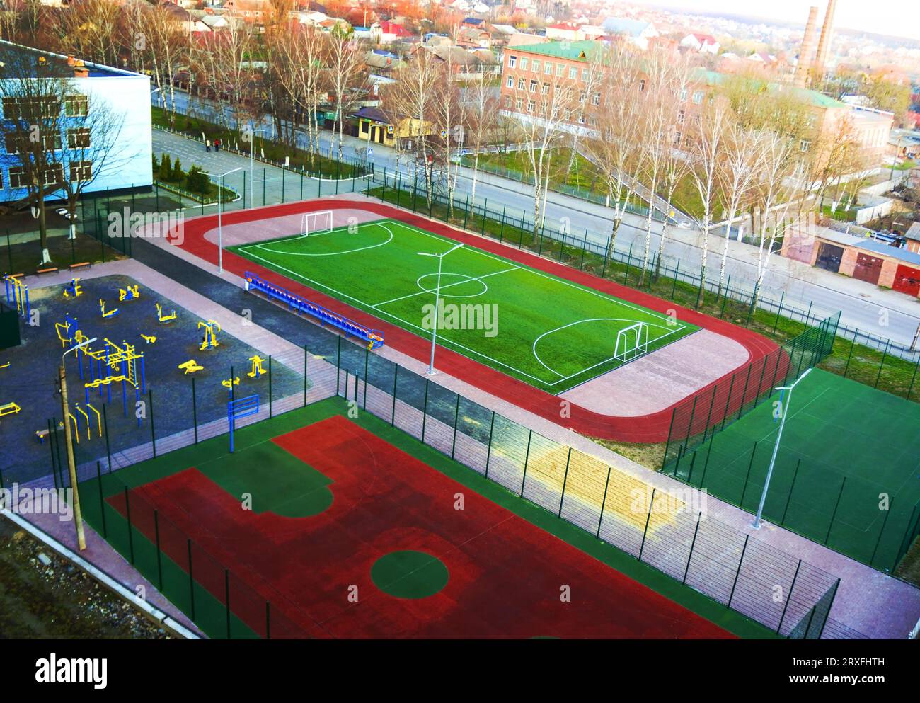Football stadium, Basketball sports ground, Volleyball court. training