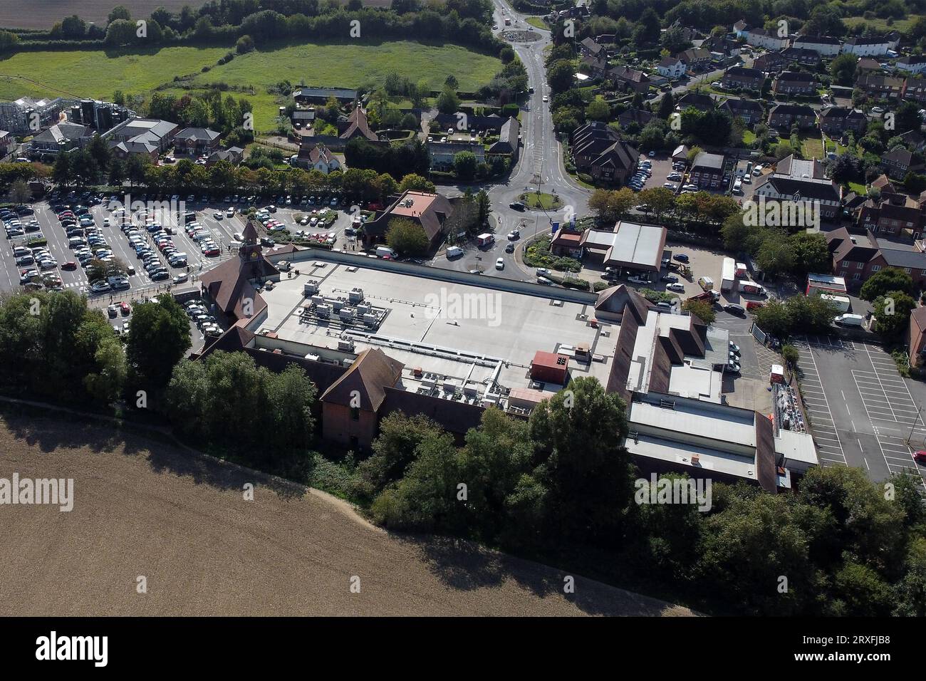 Aerial photo Amersham Tesco Supermarket. Buckinghamshire. UK