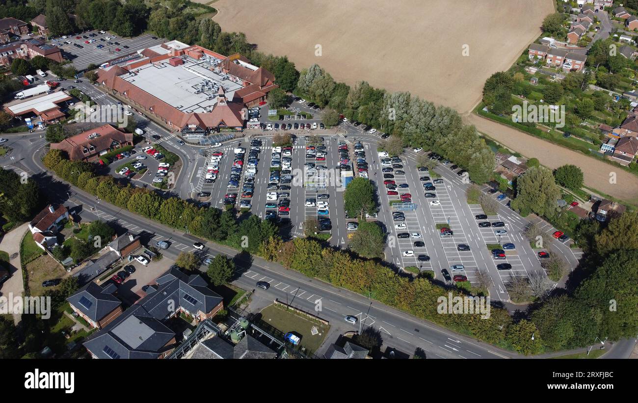 Aerial photo Amersham Tesco Supermarket. Buckinghamshire. UK