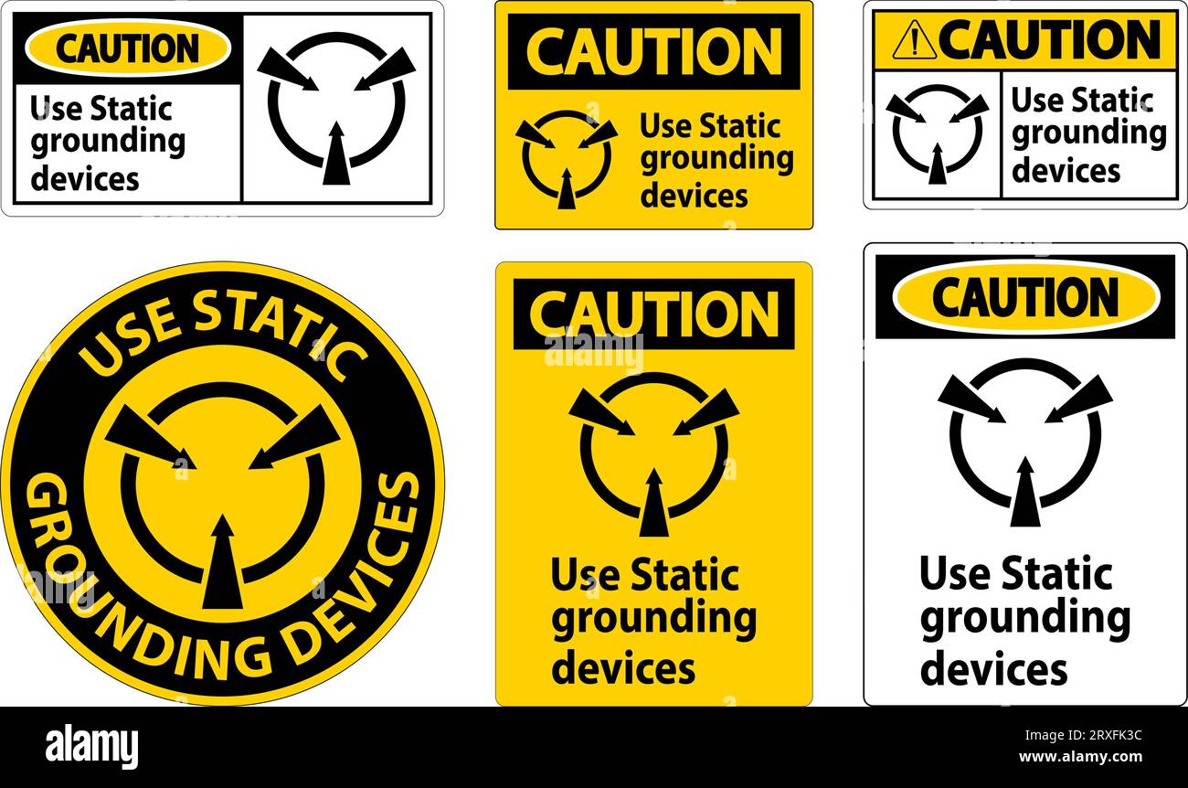 Caution Sign Use Static Grounding Devices Stock Vector