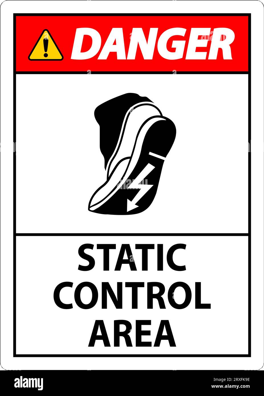 Danger Sign Static Control Area Stock Vector Image & Art - Alamy