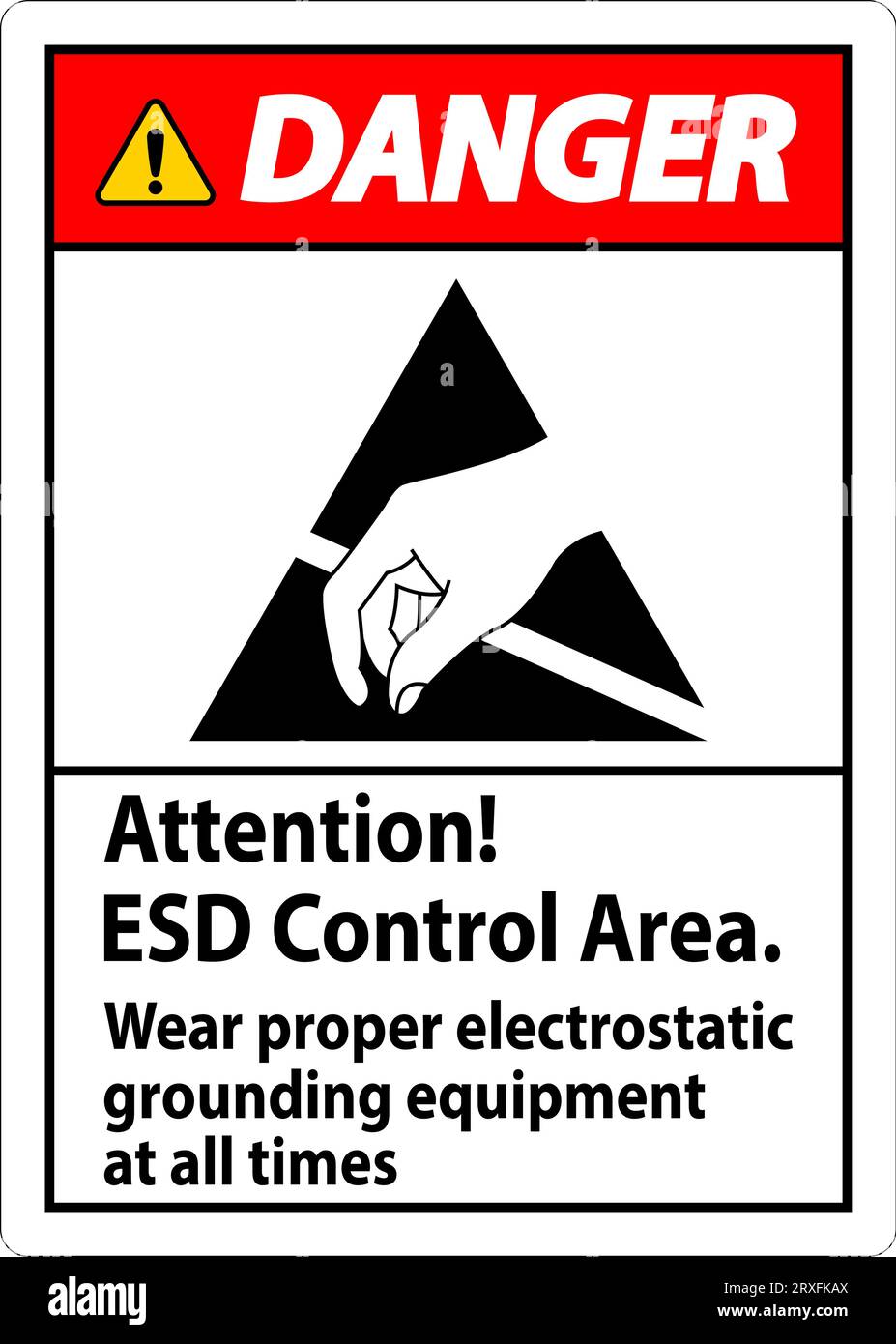 Danger Sign Attention ESD Control Area Wear Proper Electrostatic ...