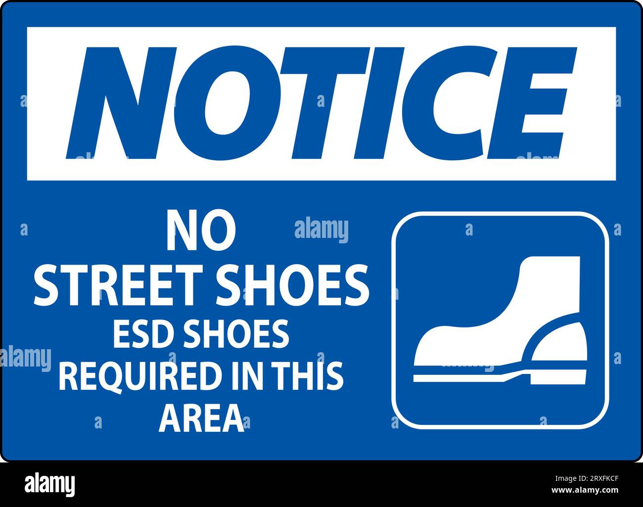 Notice Sign No Street Shoes, ESD Shoes Required In This Area Stock