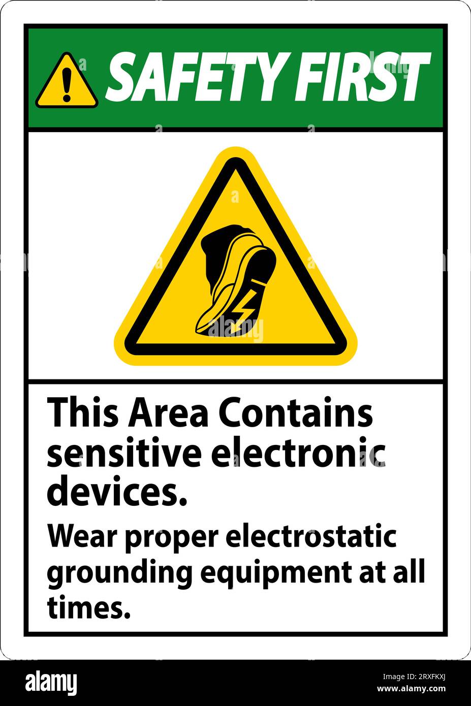 Safety First Sign This Area Contains Sensitive Electronic Devices, Wear Proper Electrostatic