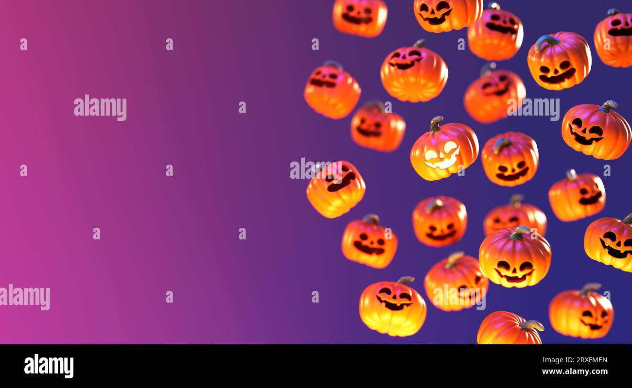 Happy Halloween flyer background template with floating pumpkins and ...