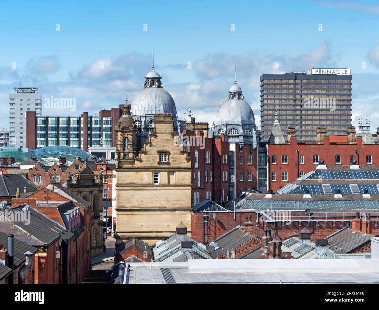 UK, West Yorkshire, Leeds Skyline, Kirkgate Market and Pinnacle ...