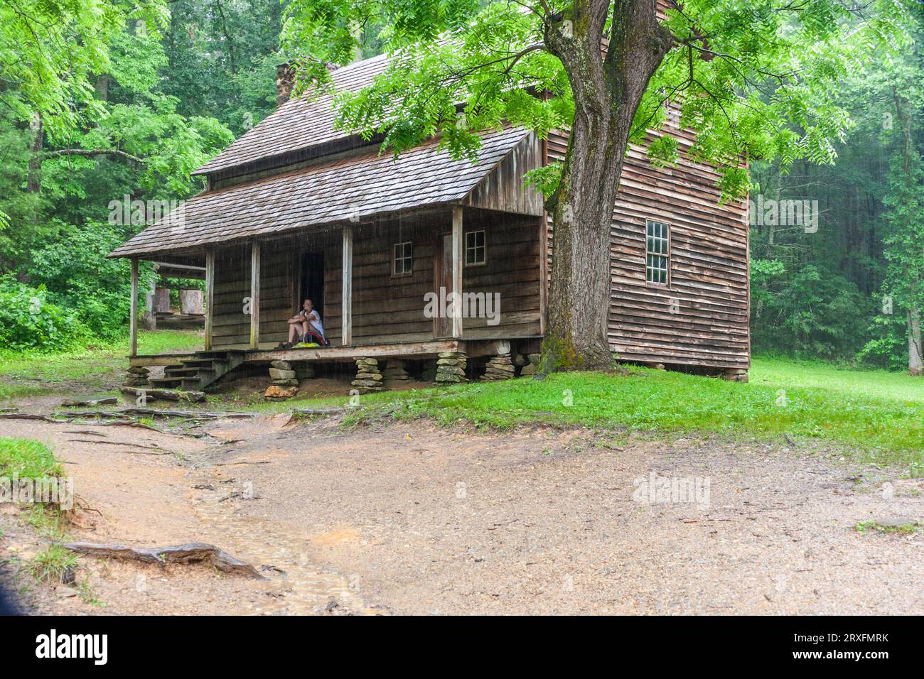 Henry Whitehead Place on a rainy day. This cabin is an historic site in