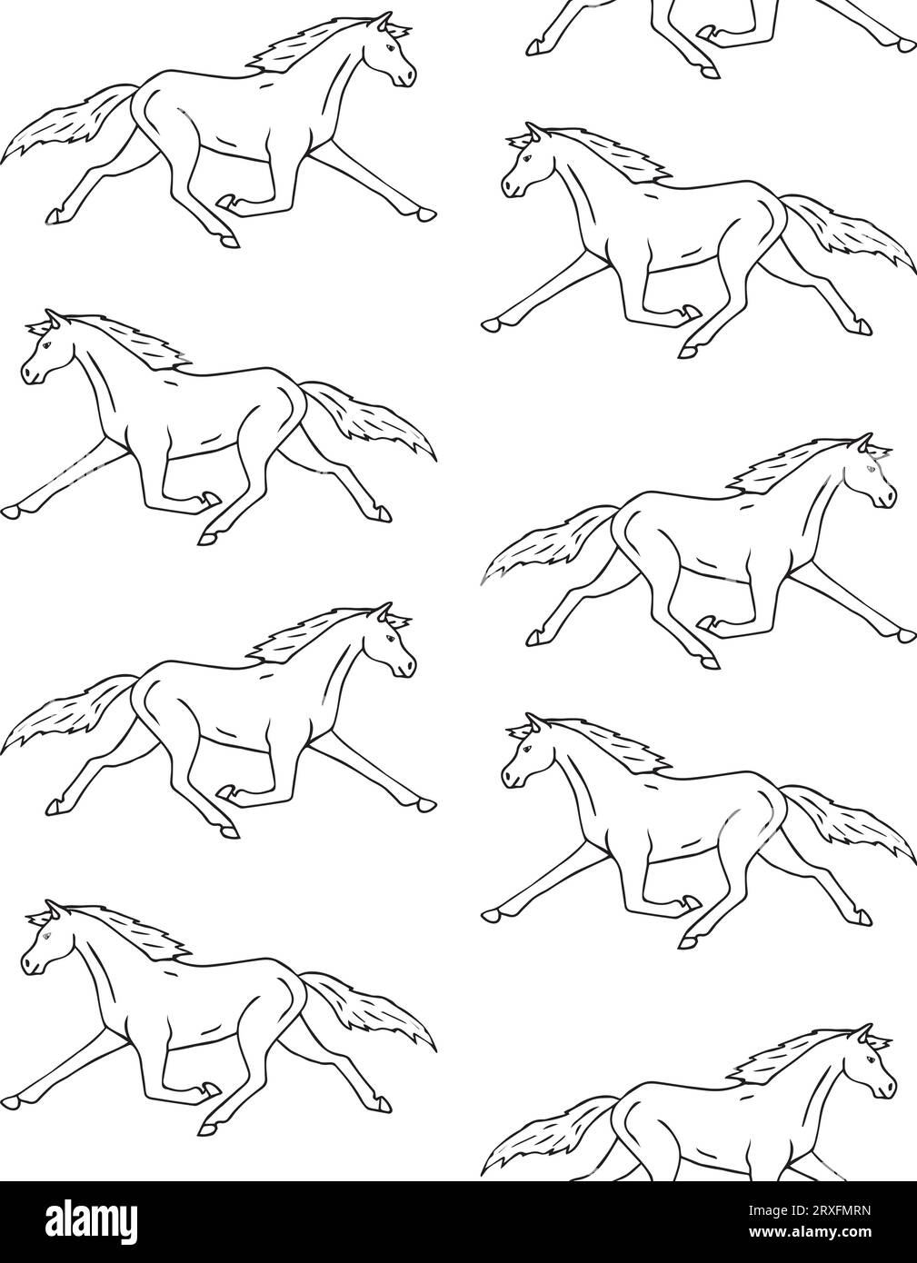 Vector seamless pattern of hand drawn doodle sketch trotter horse ...