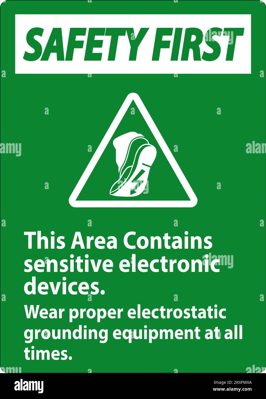 Safety First Sign This Area Contains Sensitive Electronic Devices, Wear Proper Electrostatic