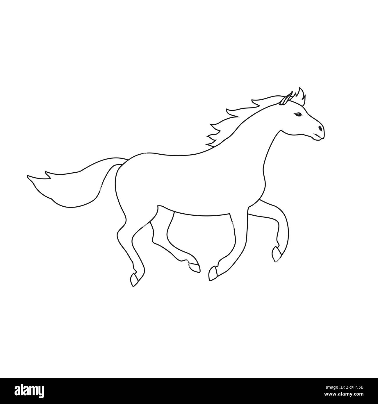 Vector hand drawn flat running horse isolated on white background Stock ...