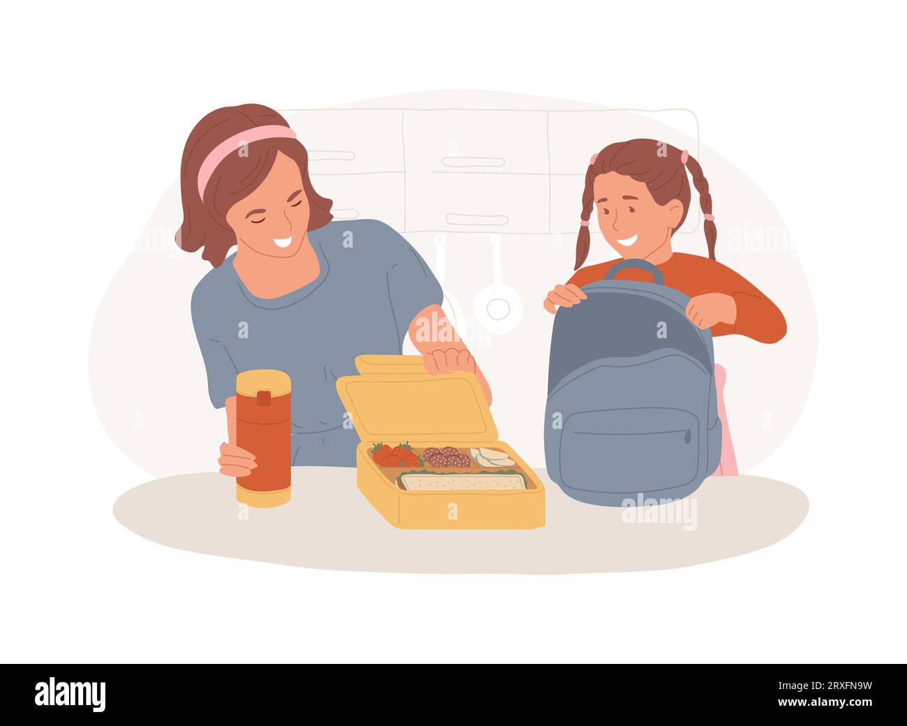 Kids lunch box isolated concept vector illustration. Lunch box idea