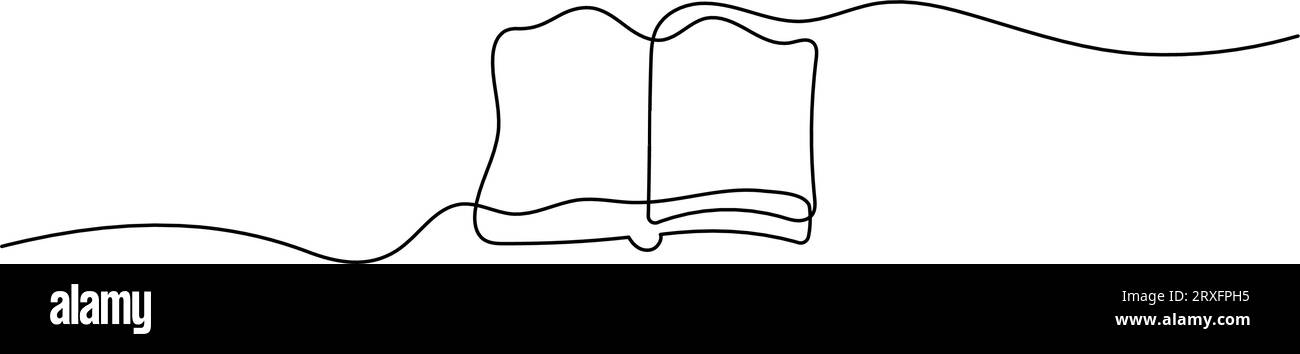 Open Book shape drawing by continuous line, thin line design vector illustration Stock Vector