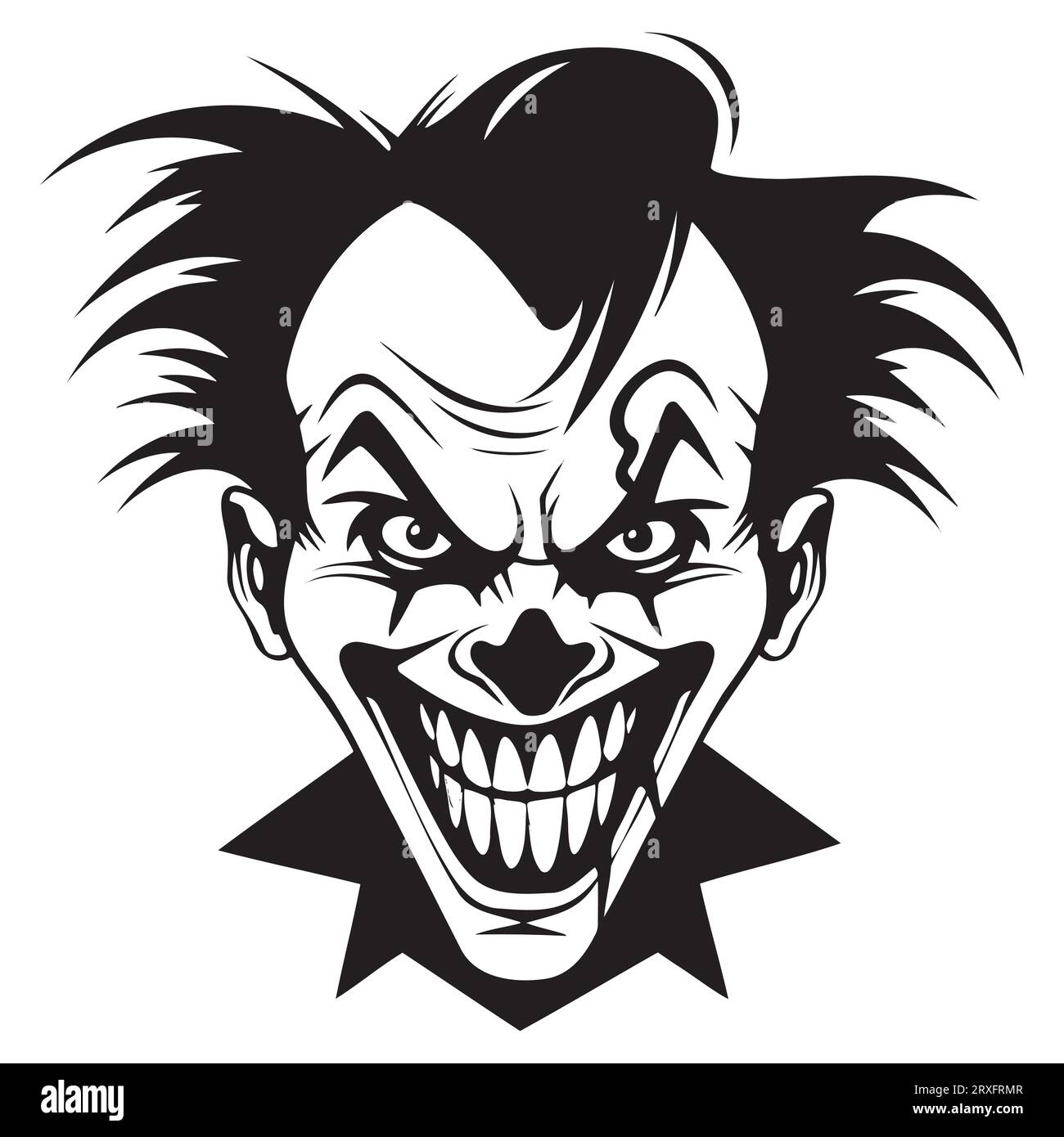 Icon Evil clown. Black and white. Vector illustration Stock Vector