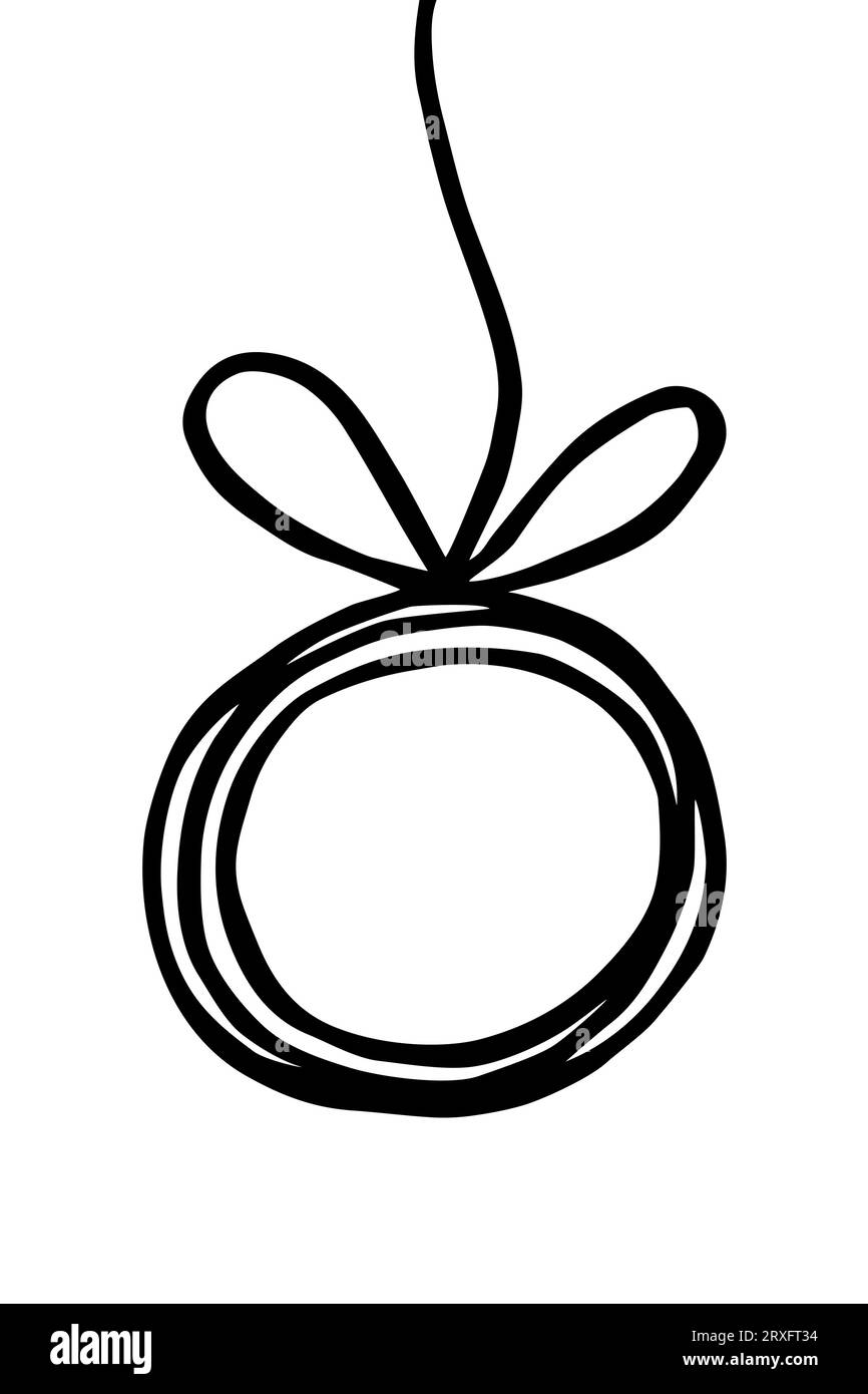 Hand drawn Christmas tree ball ornament isolated on white background