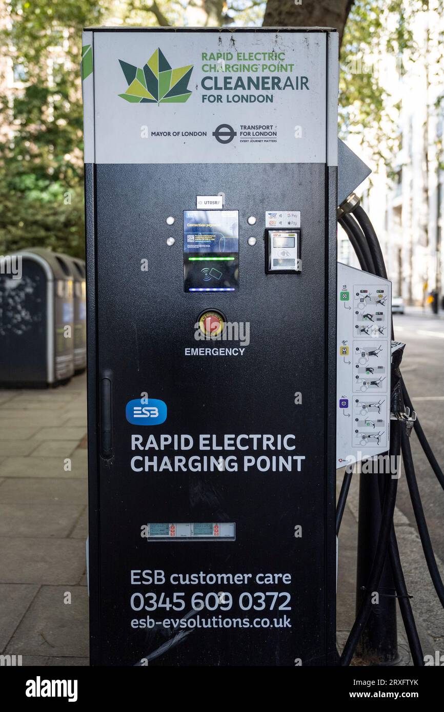 London, UK. 25 September 2023. An electric car charging station in