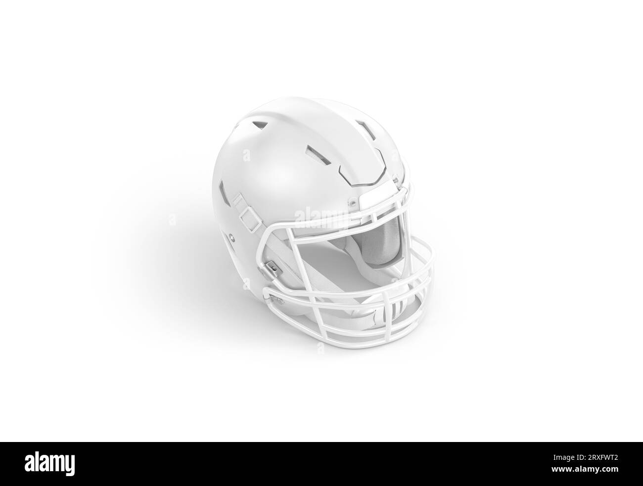 Blank white american football helmet mockup, side view Stock Photo