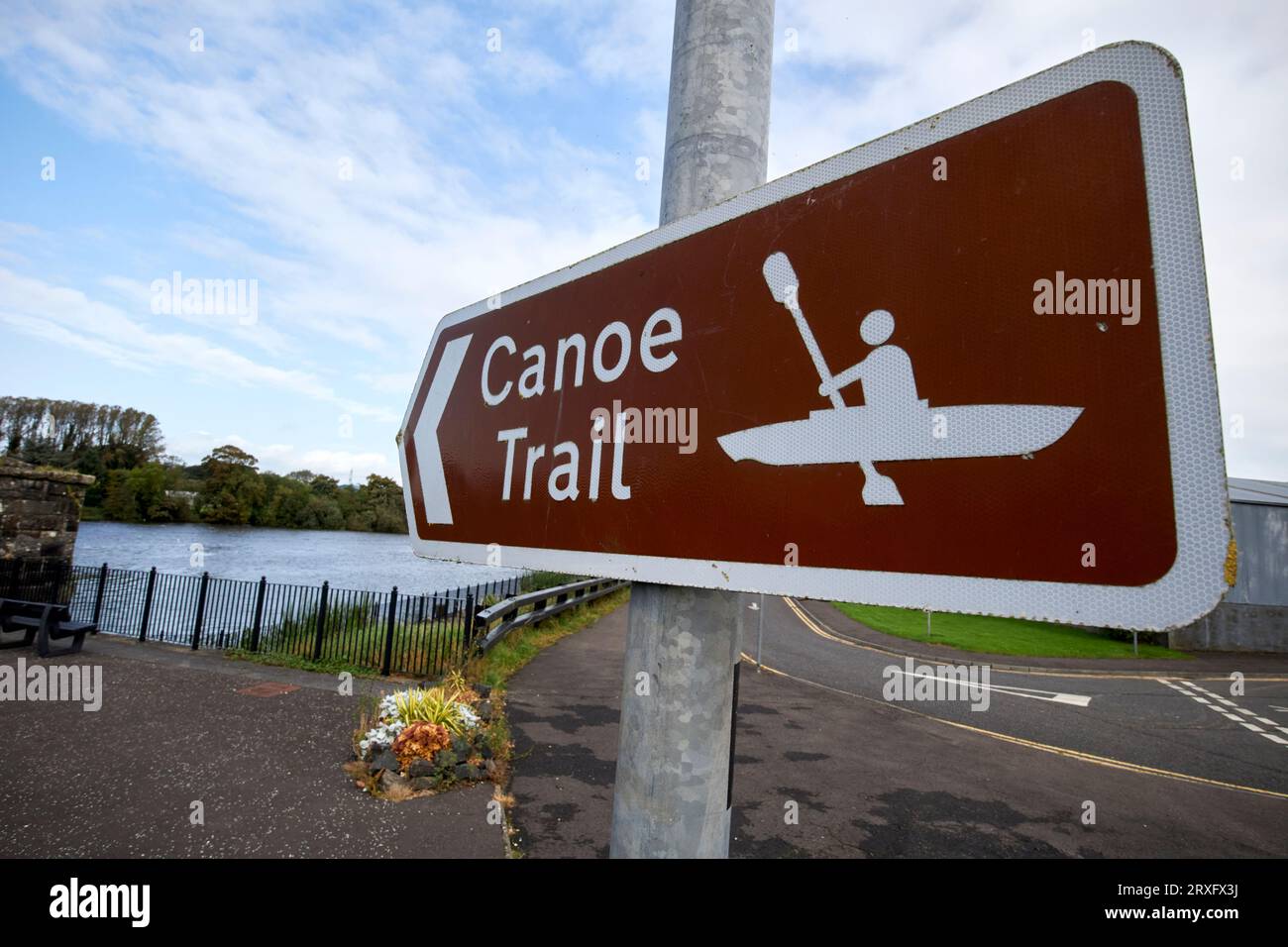 sign for lough neagh canoe trail toomebridge Northern Ireland UK Stock Photo