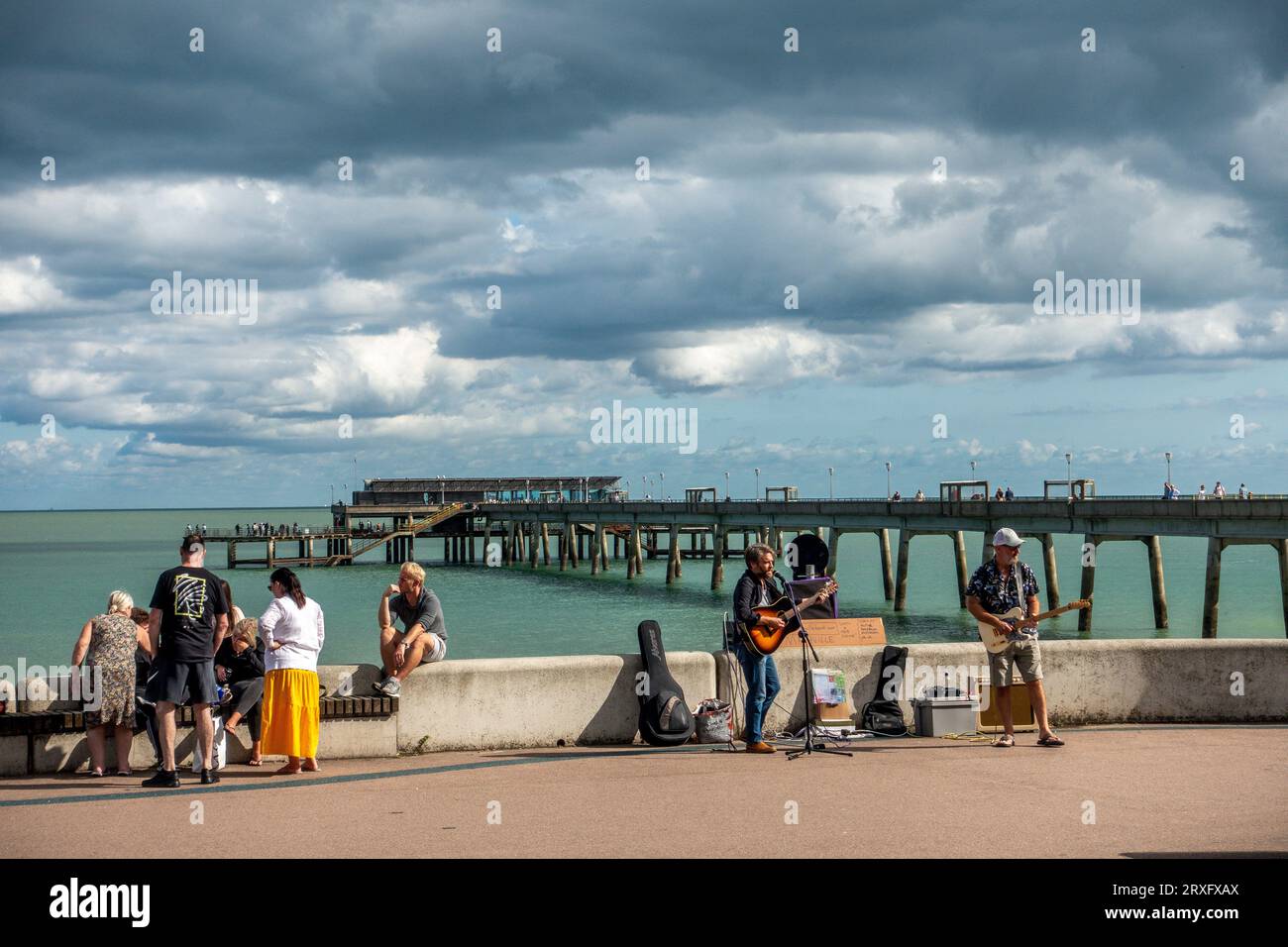 Deal,Sea Front,Beach,Promenade,Buskers,pier,Deal,Kent,England Stock Photo