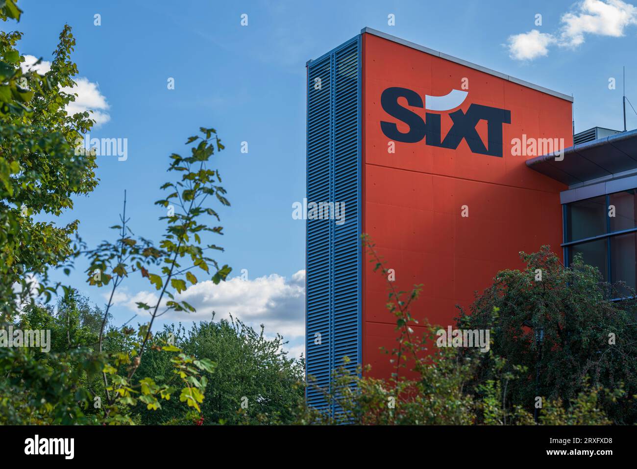 Germany , Rostock , 24.09.2023 , Logo of the car rental company SIXT