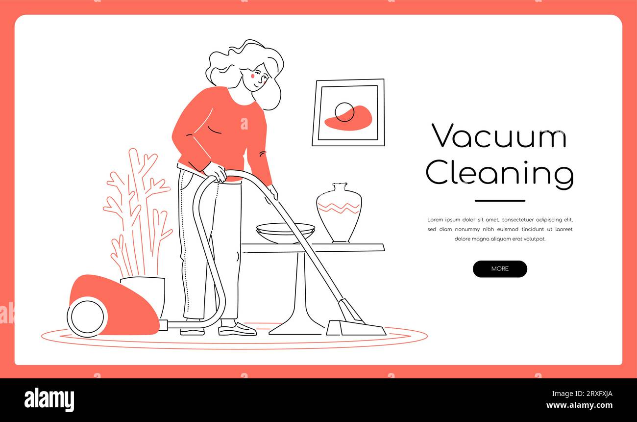 Vacuum cleaning - modern colorful flat design style illustration Stock Vector