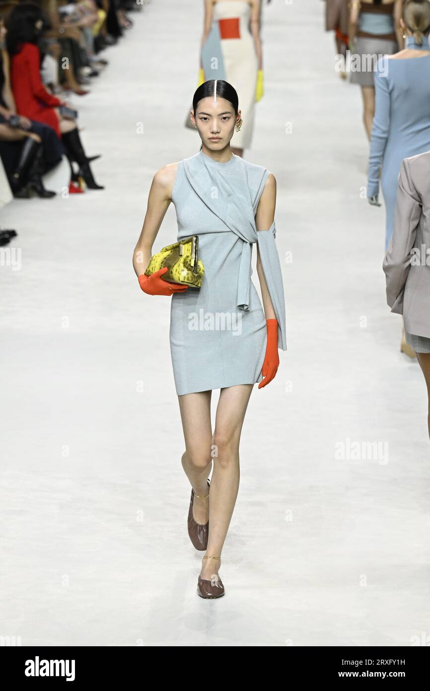 Model Hejia Li walks on the runway at the Fendi fashion show during the ...