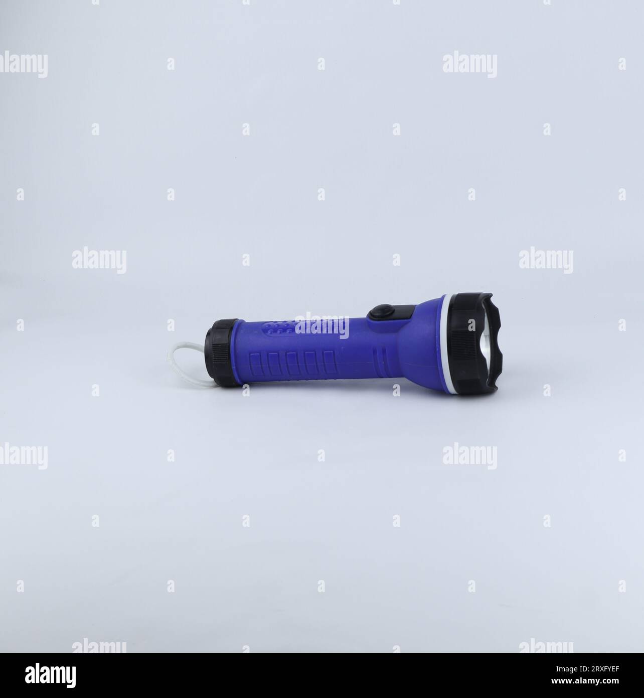 blue flashlight isolated on a white background Stock Photo