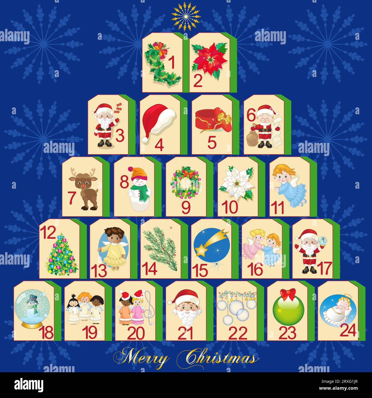 Illustration representing the advent calendar waiting for Christmas