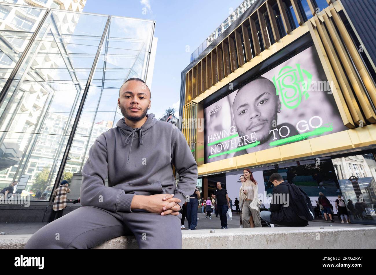 EDITORIAL USE ONLY Kwajo Tweneboa in front of his contribution to the