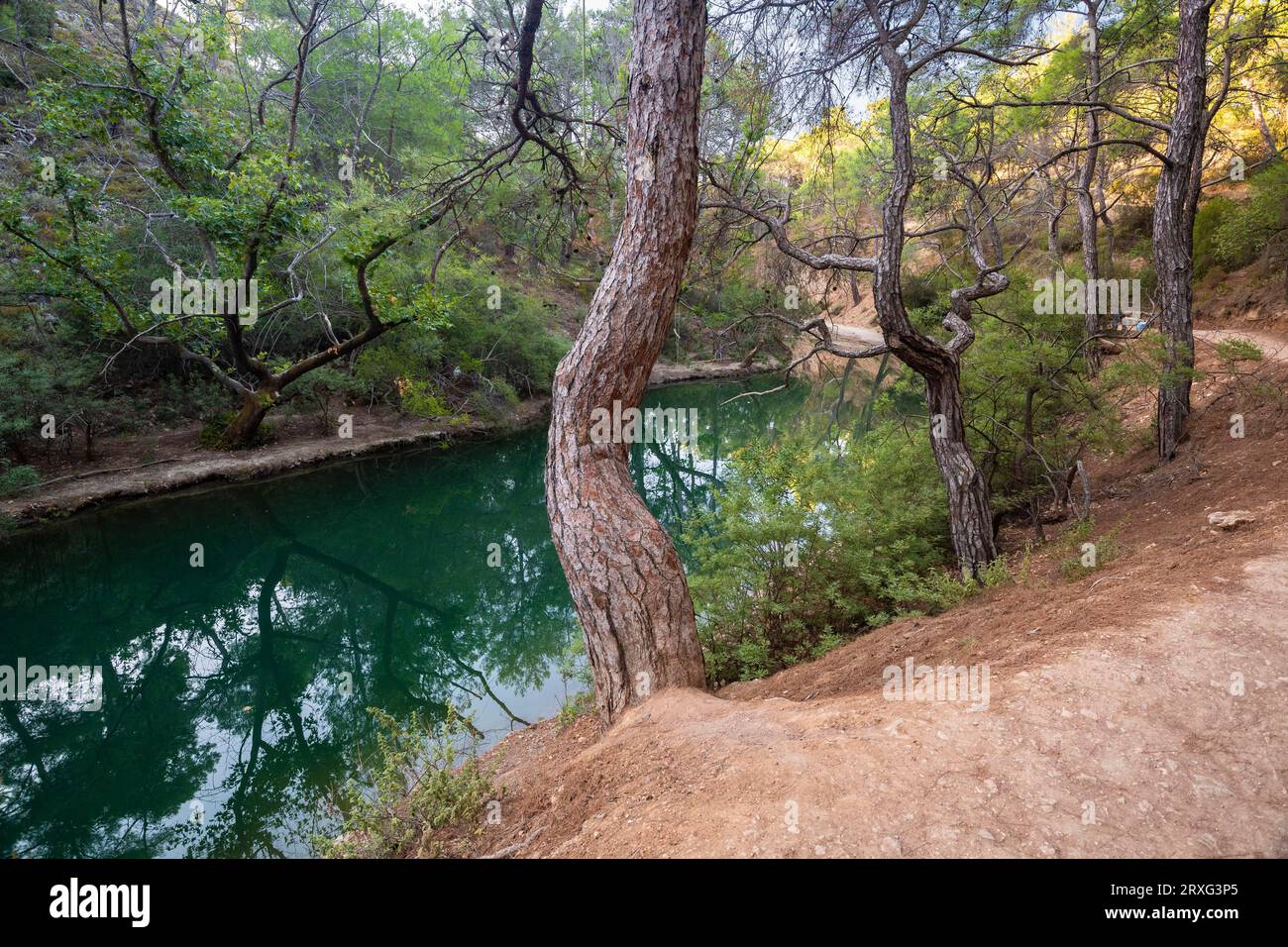 Reservoir, Epta Piges - The Seven Springs, Rhodes, Greece Stock Photo