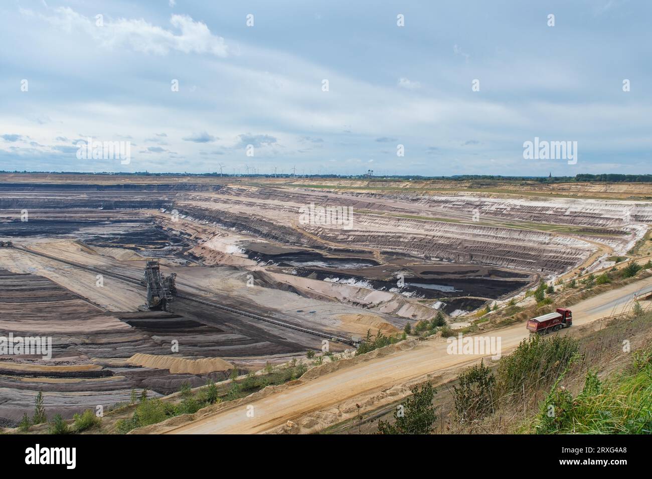 Garzweiler opencast lignite mine, large excavator, panorama, Rhenish ...