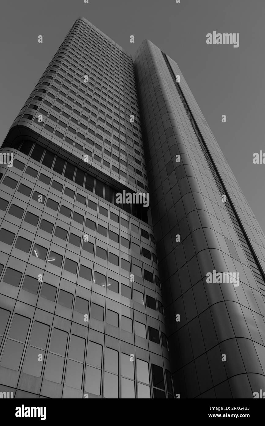 High-rise building in the banking district, high-rise, black and white ...