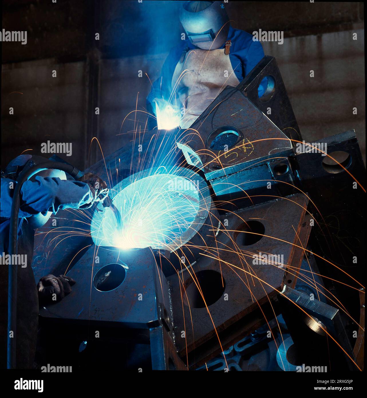 2 welders in gasshielded welding Digital and 6x6 slide Stock Photo Alamy