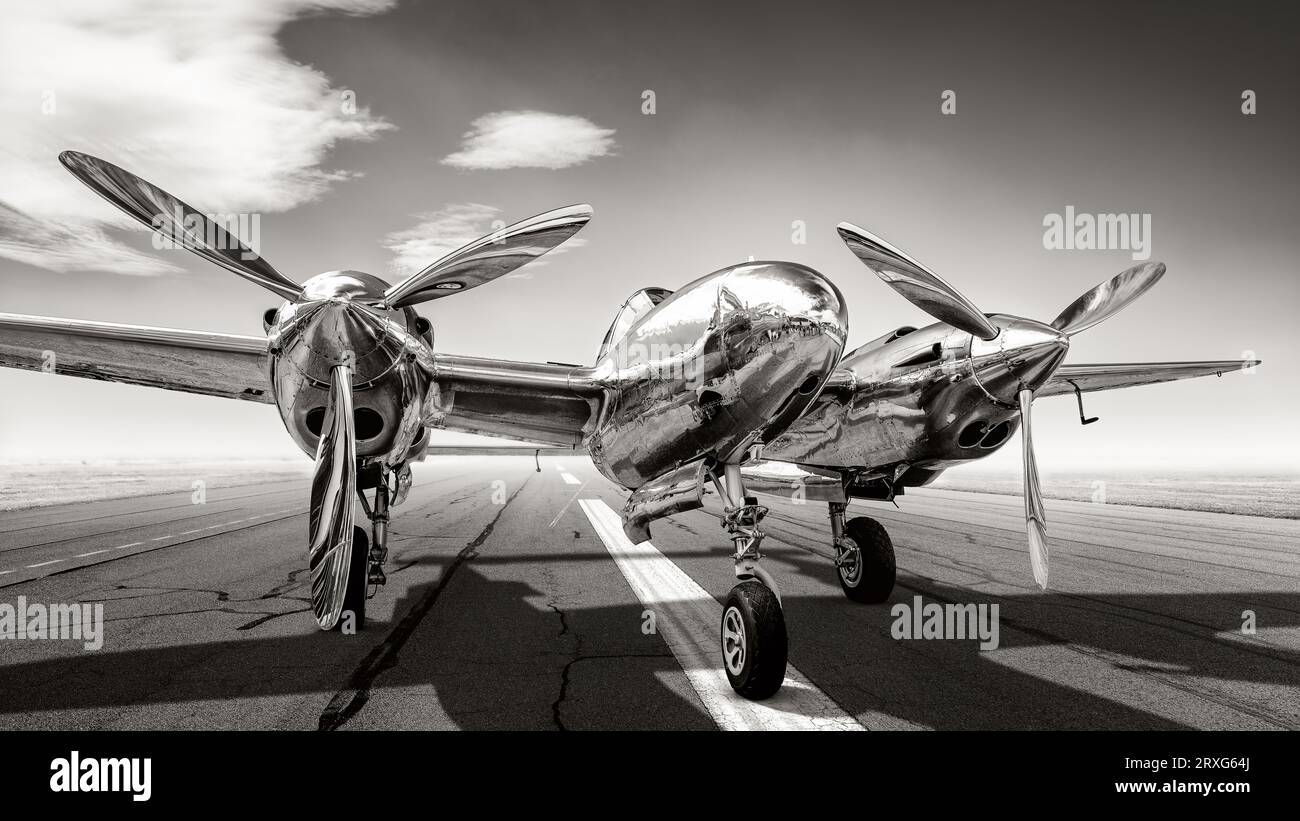 historical fighter plane on a runway Stock Photo