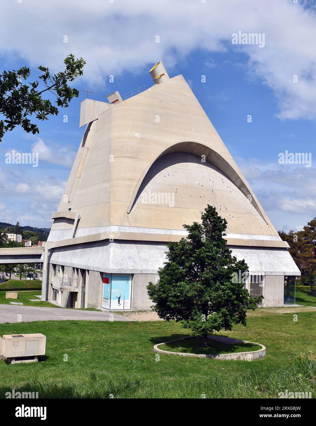 Church of St Pierre, now a cultural centre, Firminy, France, architects Le Corbusier, et al, almost entirely of reinforced concrete, built 1973-2006 Stock Photo