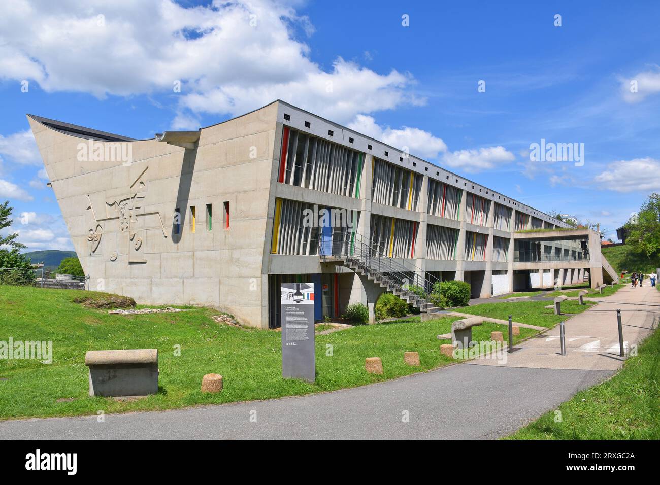 Maison de la Culture de Firminy, a Cultural Centre, part of the master-plan for Firminy-Vert, architect Le Corbusier, a UNESCO World Heritage site Stock Photo