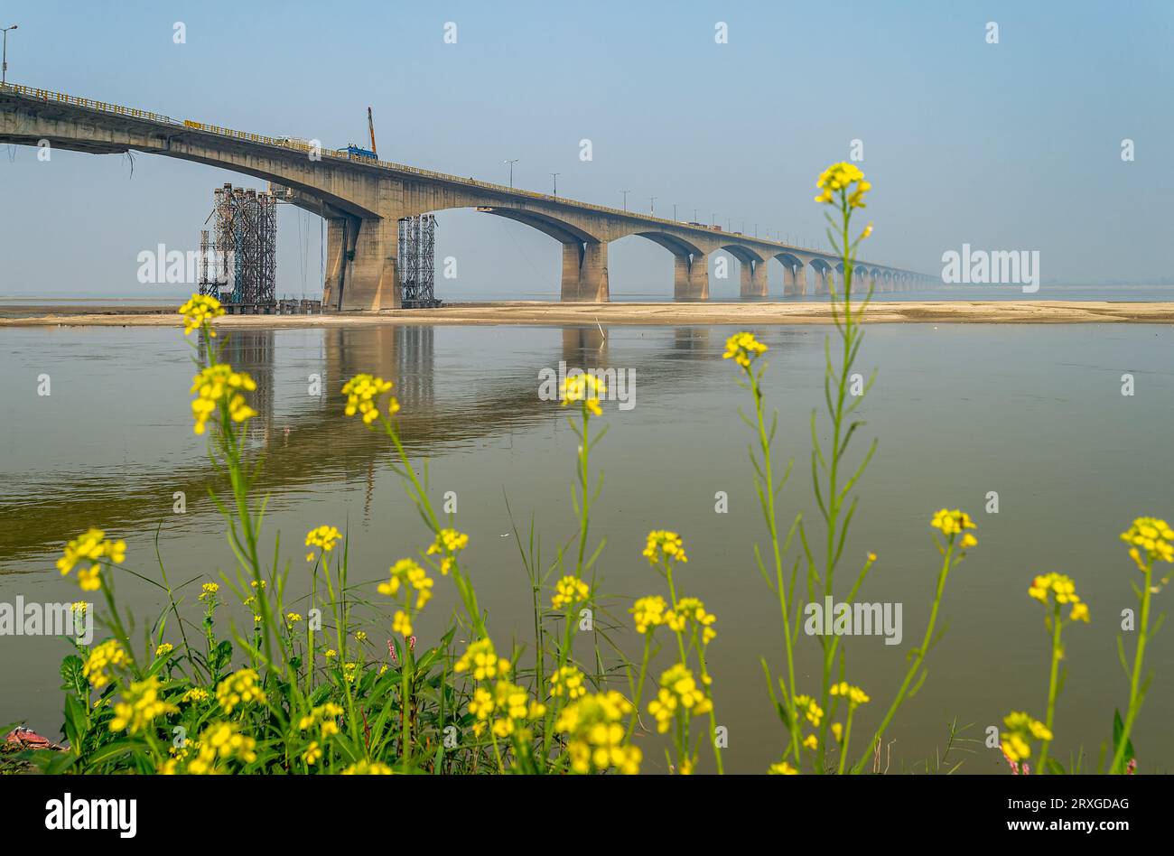 12 18 2014 Mahatma Gandhi Setu on river Ganga Patna, Bihar, India Asia. Stock Photo