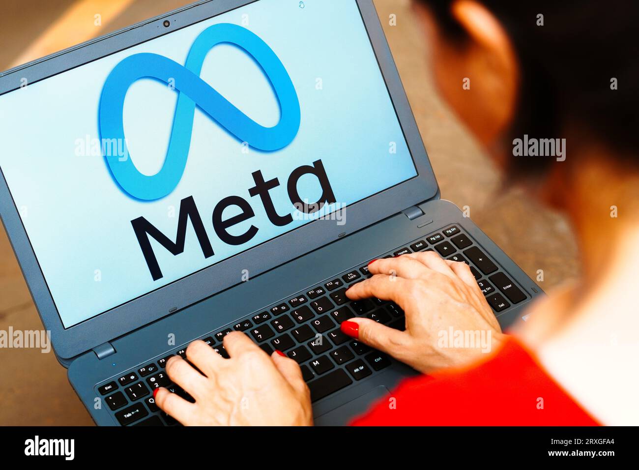 Meta Notebook In this photo illustration, the Meta logo is displayed on a notebook ...