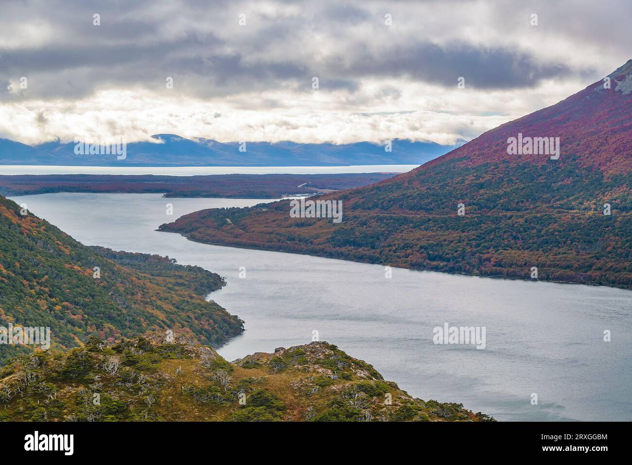 Lago escondido aerial shot landscape from mirador garibaldi viewpoint
